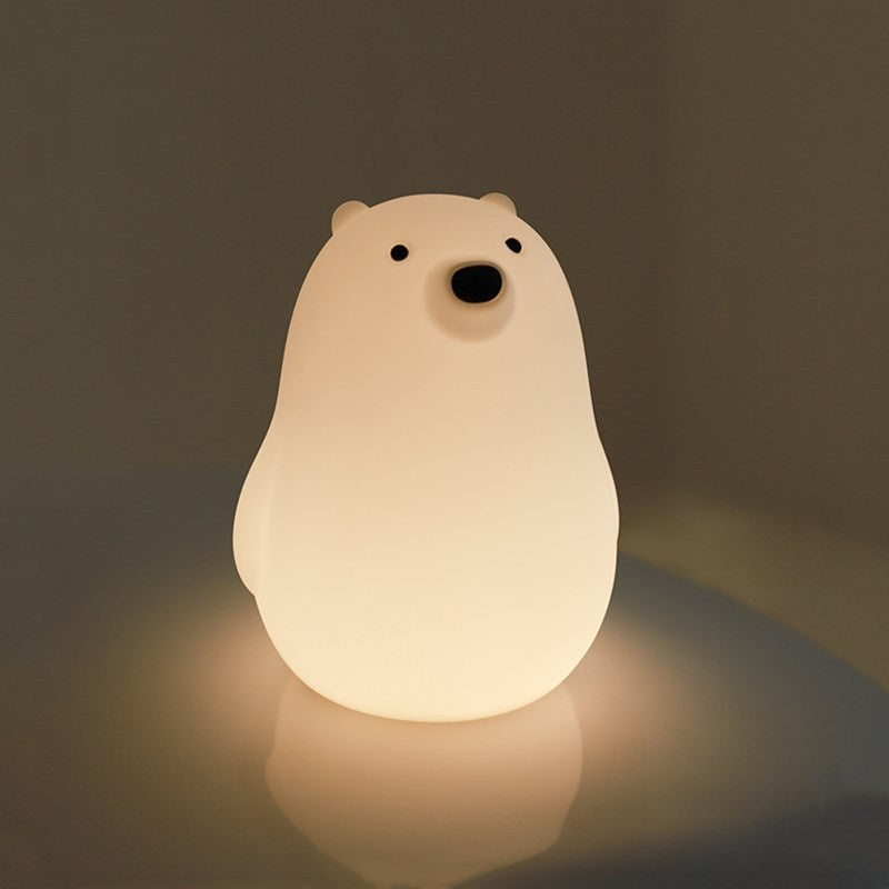 Little White Bear Silicone Lamp USB Charging Bedside Timing With Sleeping Lamp Children's Cartoon Bedroom Led Pat Night Lamp